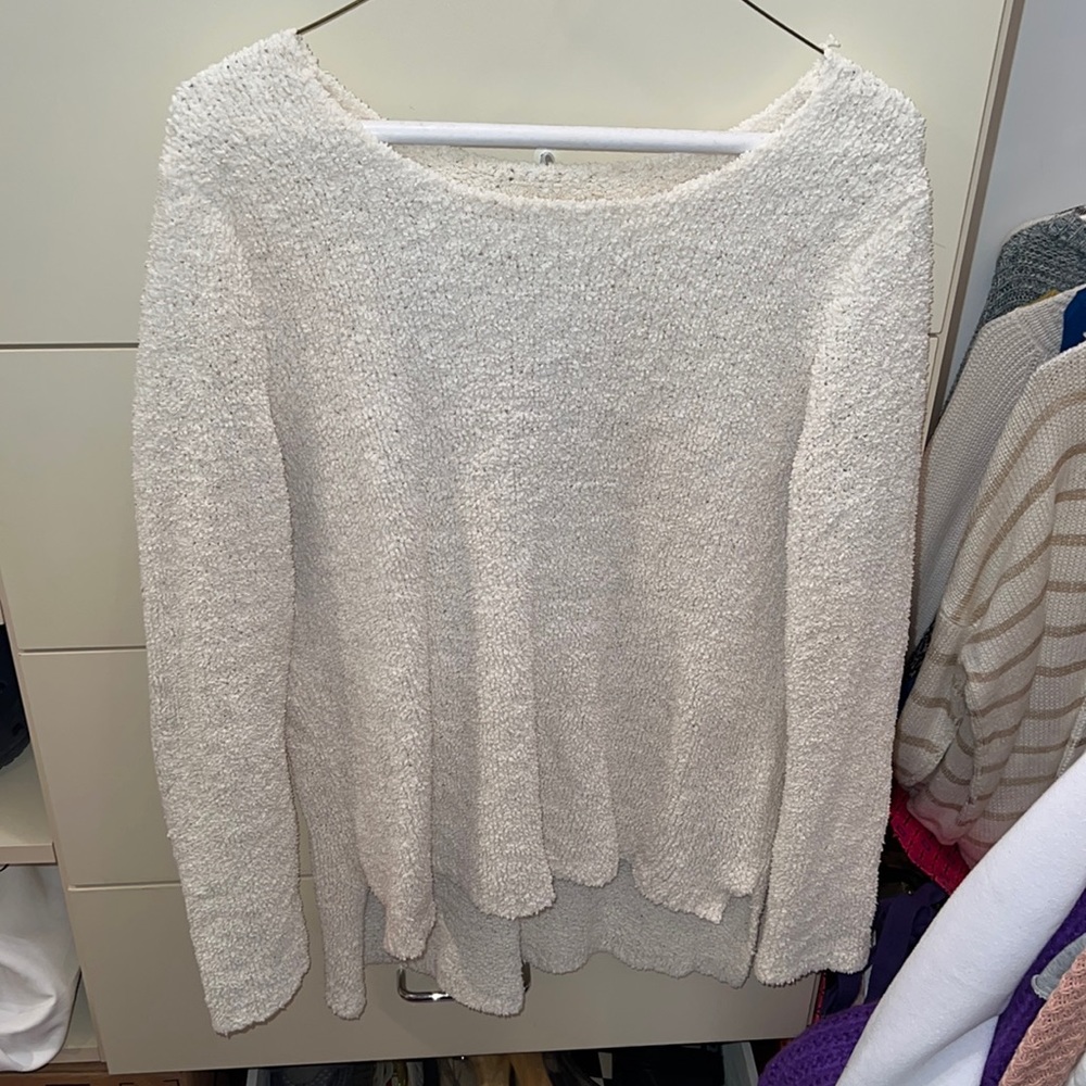 White fluffy teddy sweater Forever21